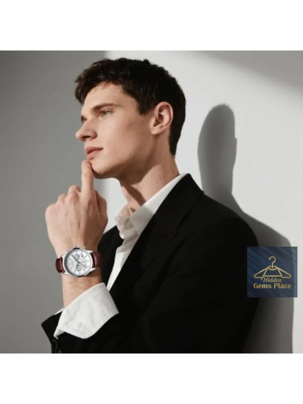 Men's Vintage Chronograph Leather Strap Watch - Quartz Dress Waterproof